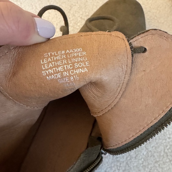 Madewell Emilia Olive Suede Lace Up Block Heels Ankle Boots - Picture 3 of 5